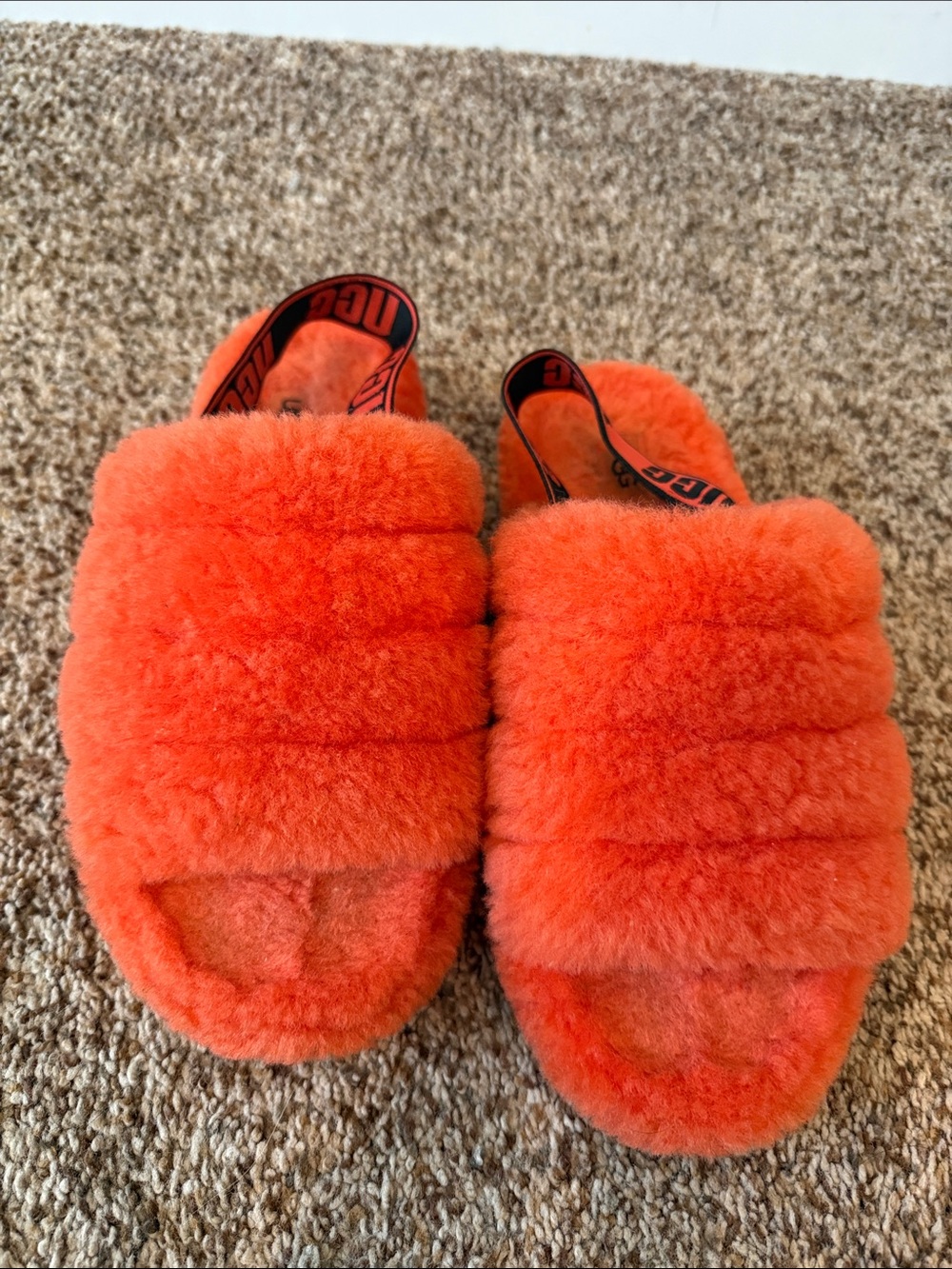 UGG Women’s Orange Fluff Slide Slippers
